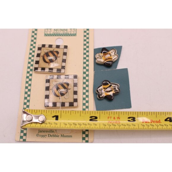 Ceramic Buttons Set Of 4 Debbie Mumm Bee-Themed Decorative Painted Vintage - Picture 7 of 8
